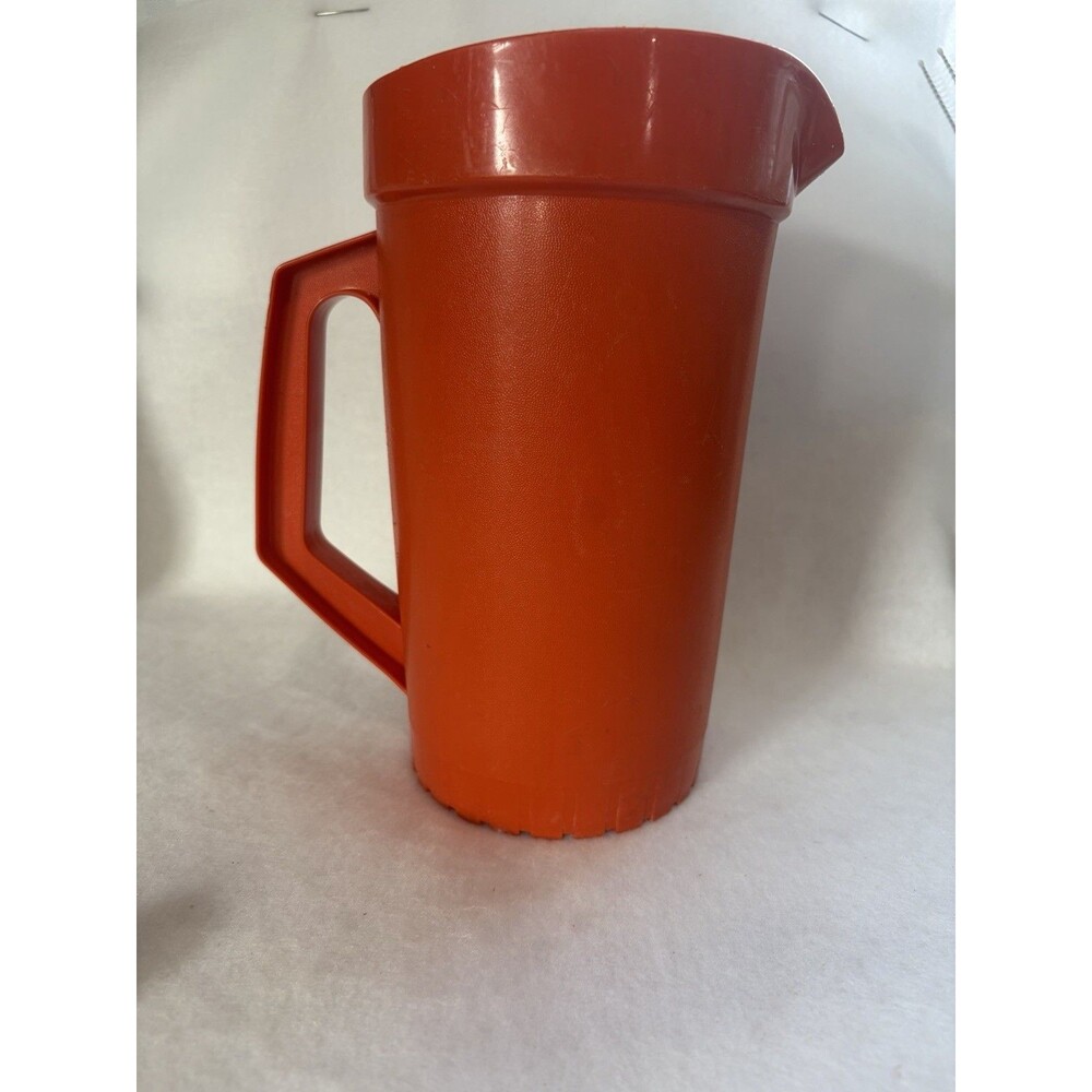 Vintage Tupperware Harvest Orange Pitcher With A Push-Button Lid Two Quart